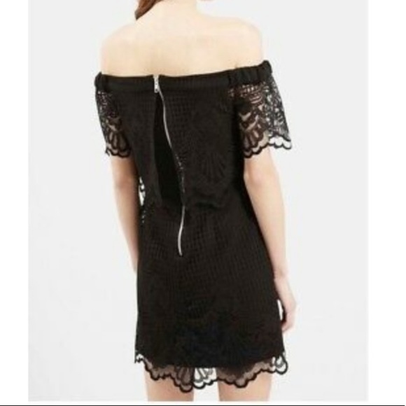 TOPSHOP Off Shoulder Lace Black Dress NWT - Picture 3 of 5
